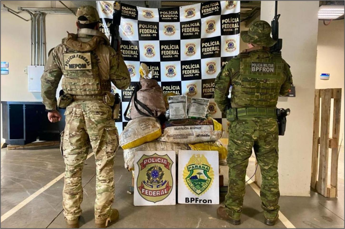 Operação Conjunta entre BPFron e NEPOM/PF resulta na apreensão de mais de 400 Kg de agrotóxicos contrabandeados em Guaíra