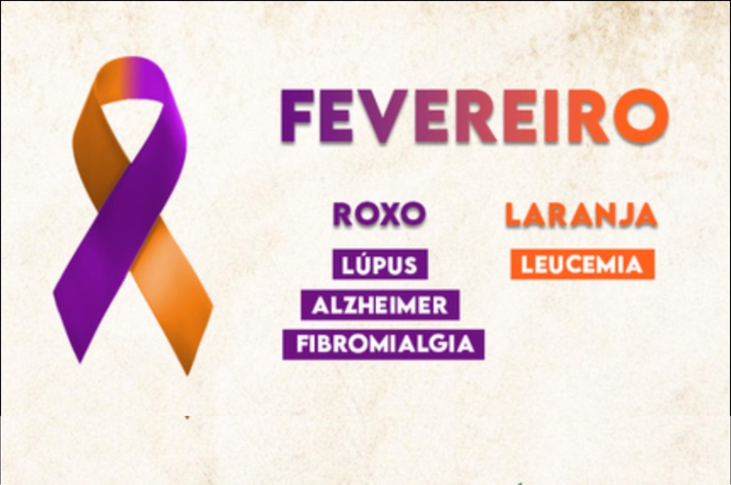 Fevereiro se ilumina com cores de conscientização o Roxo e Laranja em foco