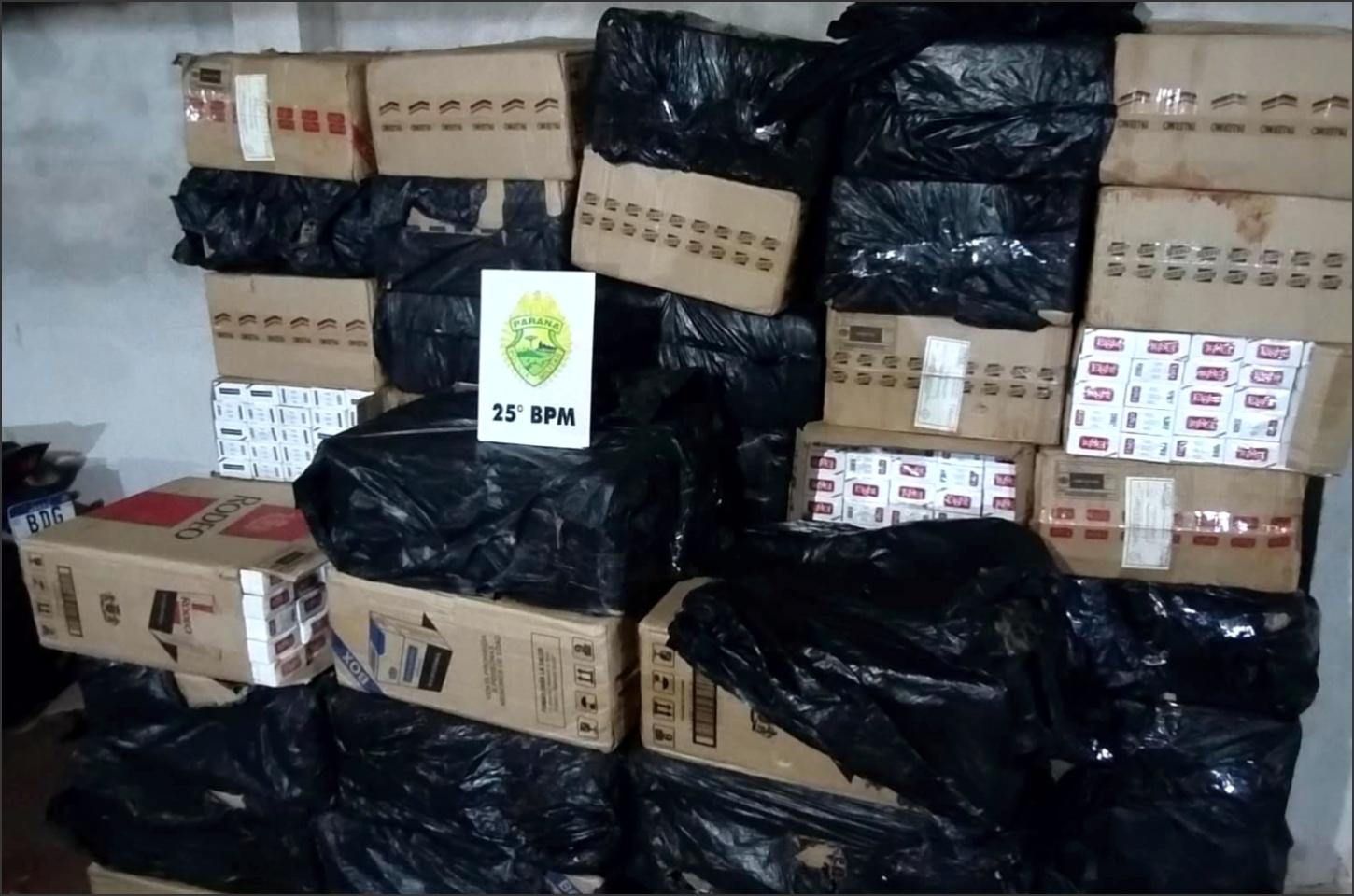 Operação conjunta da Polícia Militar e Guarda Municipal de Altônia resulta em apreensão de cigarros na Zona Rural