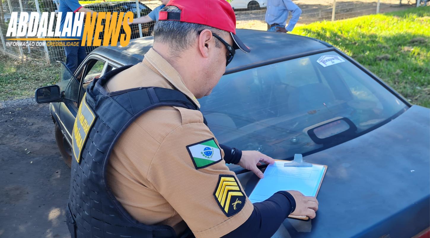 Acidente entre carro e motocicleta no contorno de entrada de Iporã