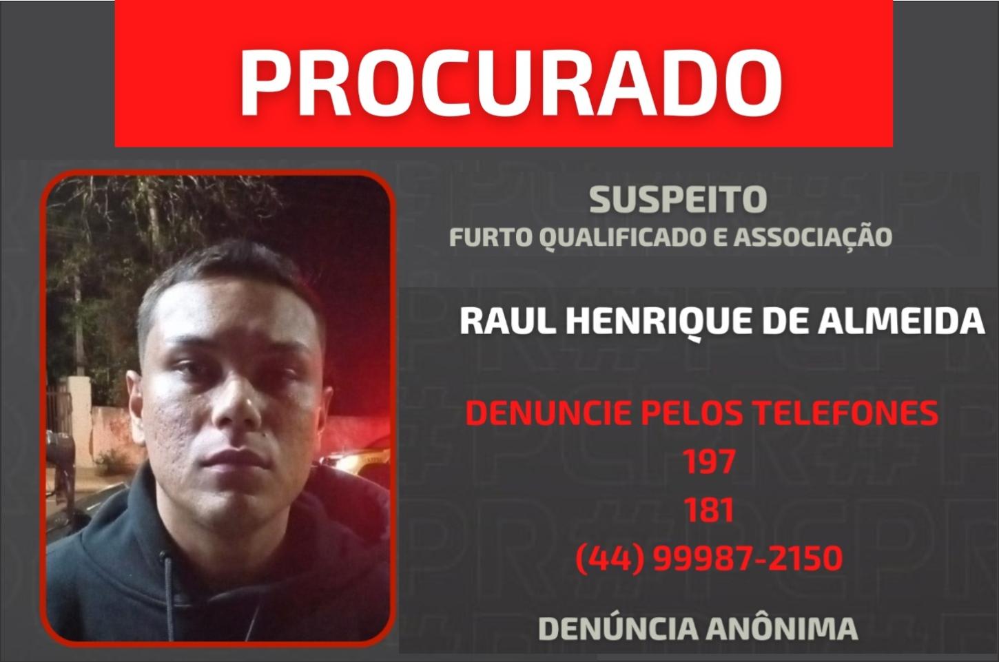 Homem de 22 anos de Iporã, é PROCURADO Suspeito de Furto Qualificado e Associação