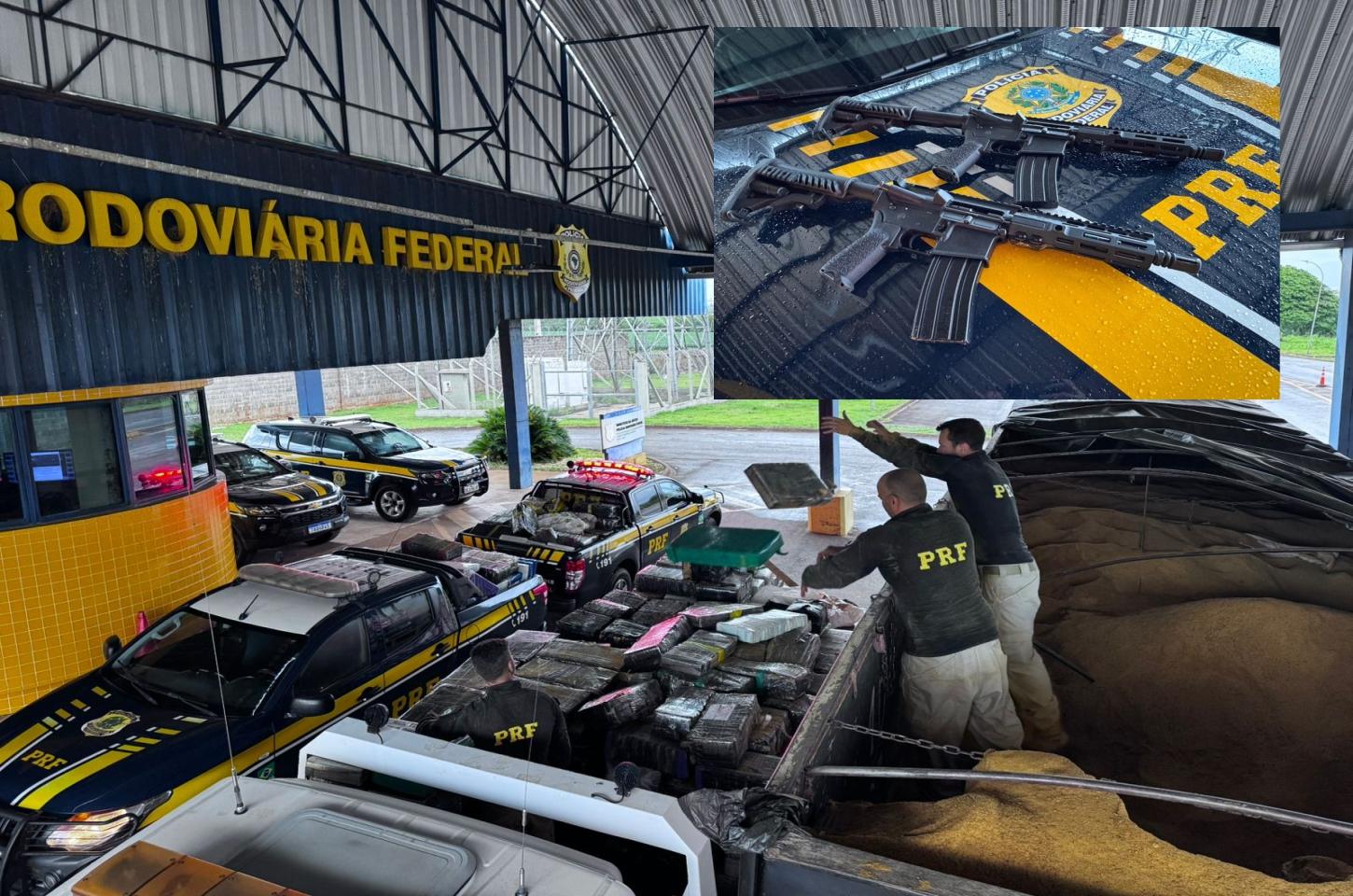 PRF apreende 2 fuzis e mais de 8 toneladas de maconha em Guaíra