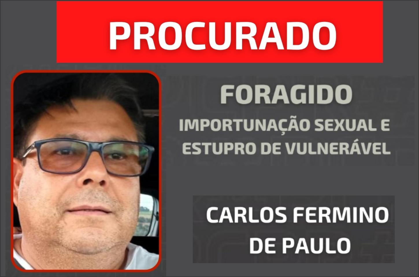 Polícia Civil divulga foto de suspeito de importunação sexual e estupro de vulnerável em Umuarama