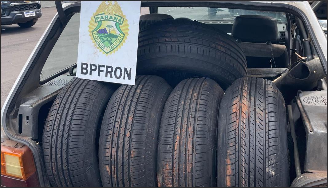 Veículos abandonados na PR-323 são flagrados pelo BPFRON com 80 pneus contrabandeados