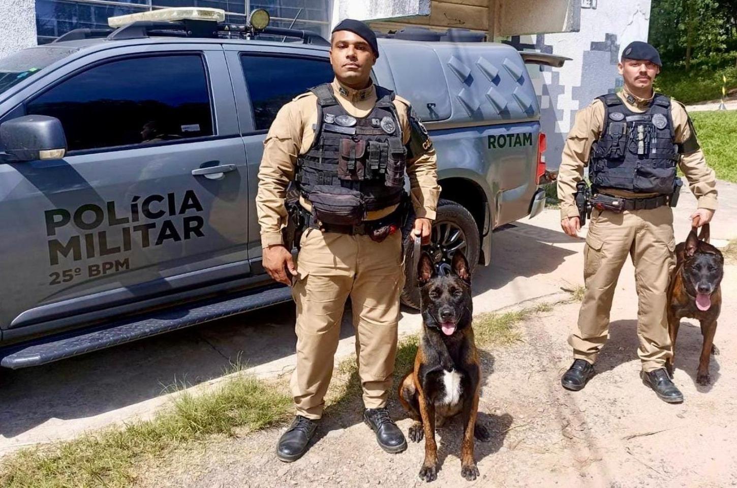 Cães do Canil do 25º BPM São Certificados em Exames de Detecção