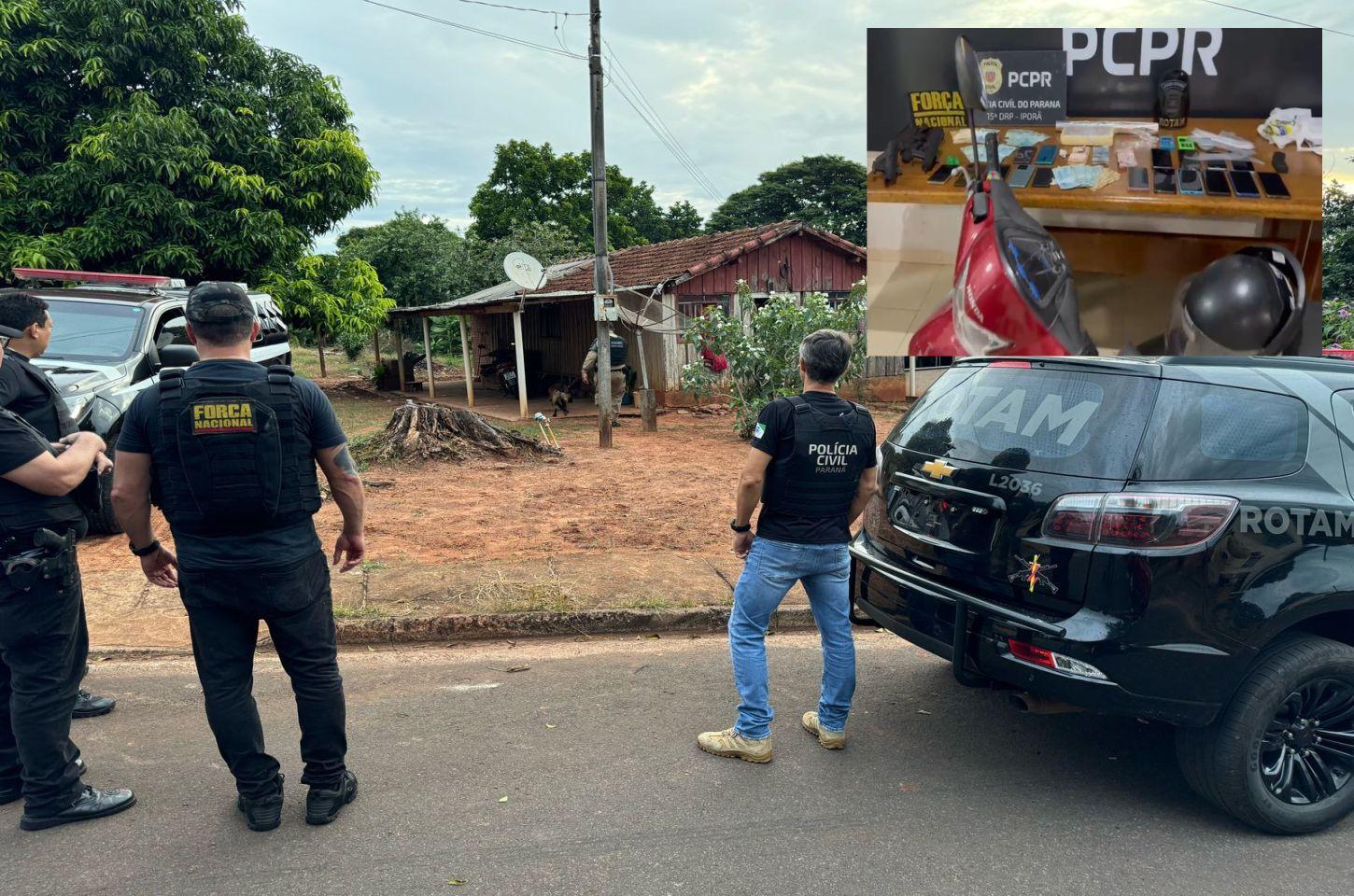 Operação Relâmpago prende suspeitos e apreende drogas e armas em Iporã
