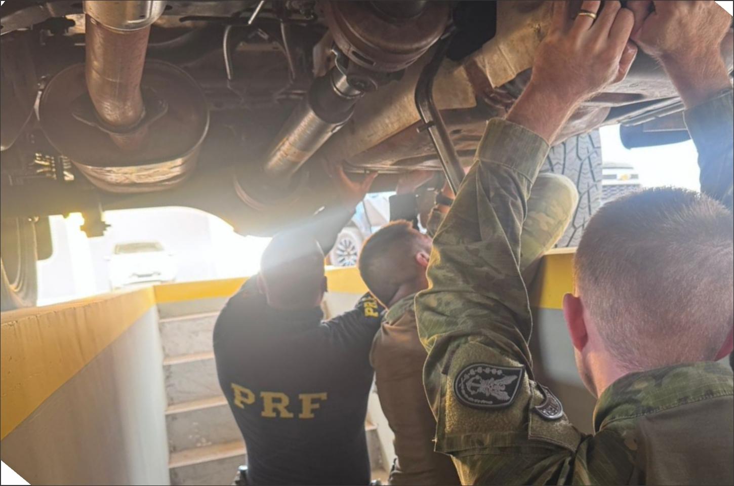 Cão de faro Nero do BPFRON localiza carga de cocaína e haxixe escondida em tanque de camionete em Alto Paraíso