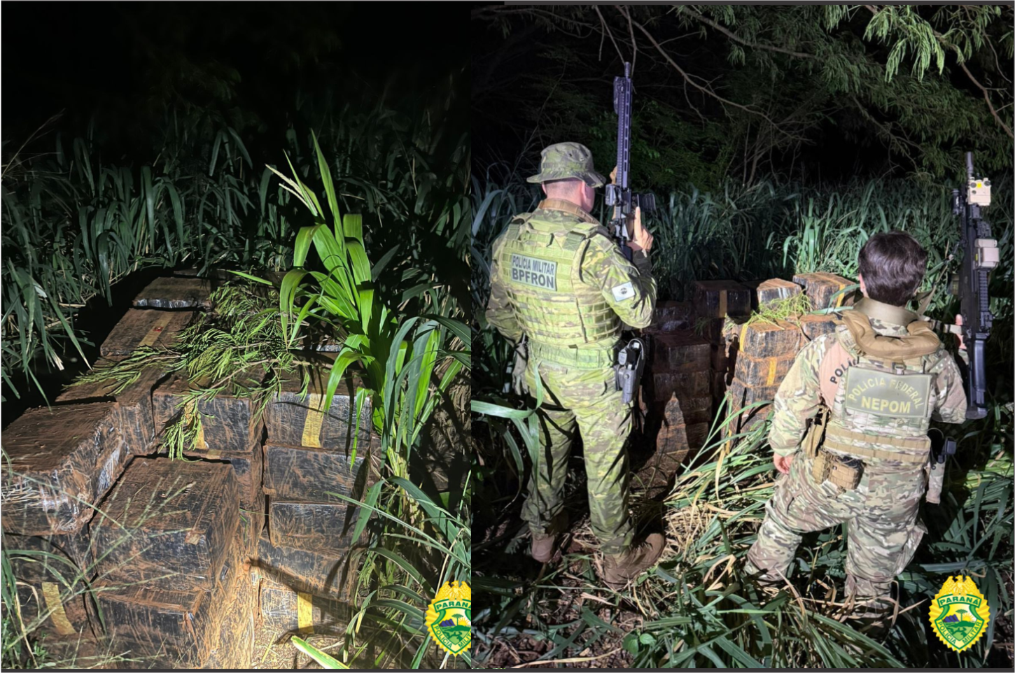BPFRON e Polícia Federal apreendem mais de uma tonelada de maconha em Terra Roxa