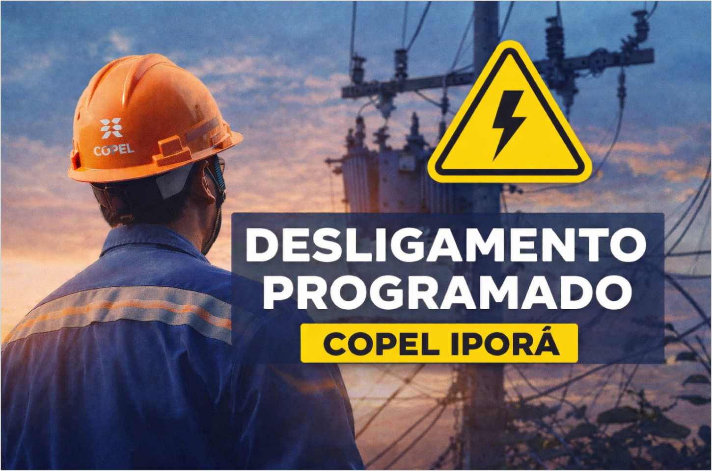 Desligamento programado de energia deve afetar regiões de Iporã no dia de hoje