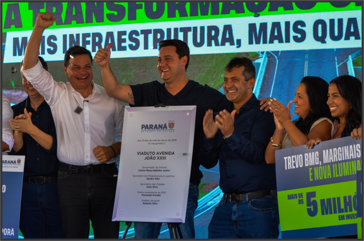 Governador Ratinho Junior inaugura viaduto e anuncia pacote de R$ 72 milhões em investimentos em Iporã