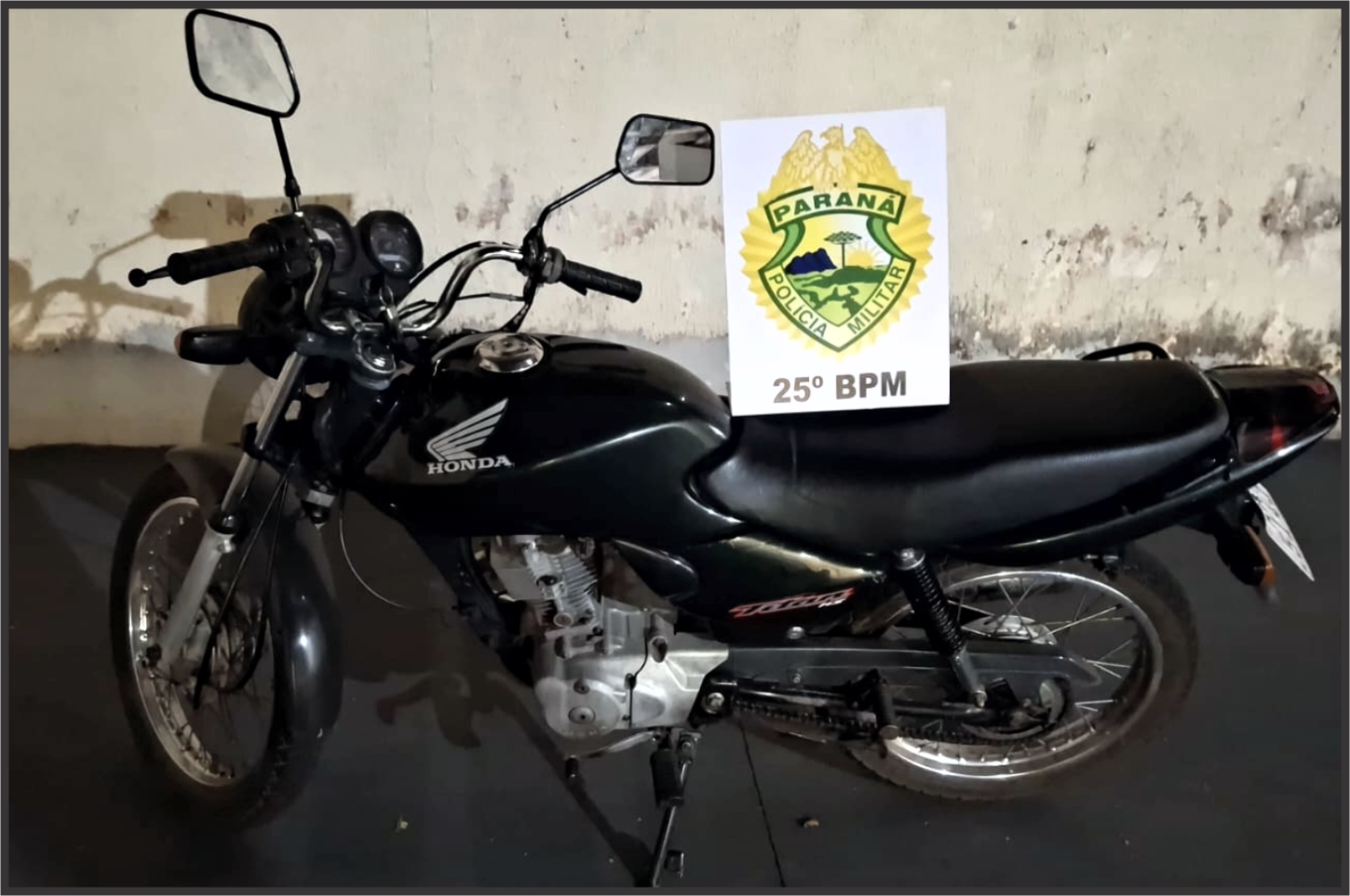 Motocicleta roubada em Guaíra é recuperada no Centro de Francisco Alves
