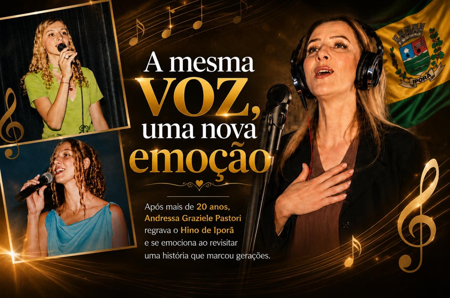 A mesma voz, uma nova emoção: cantora regrava o Hino de Iporã após mais de 20 anos