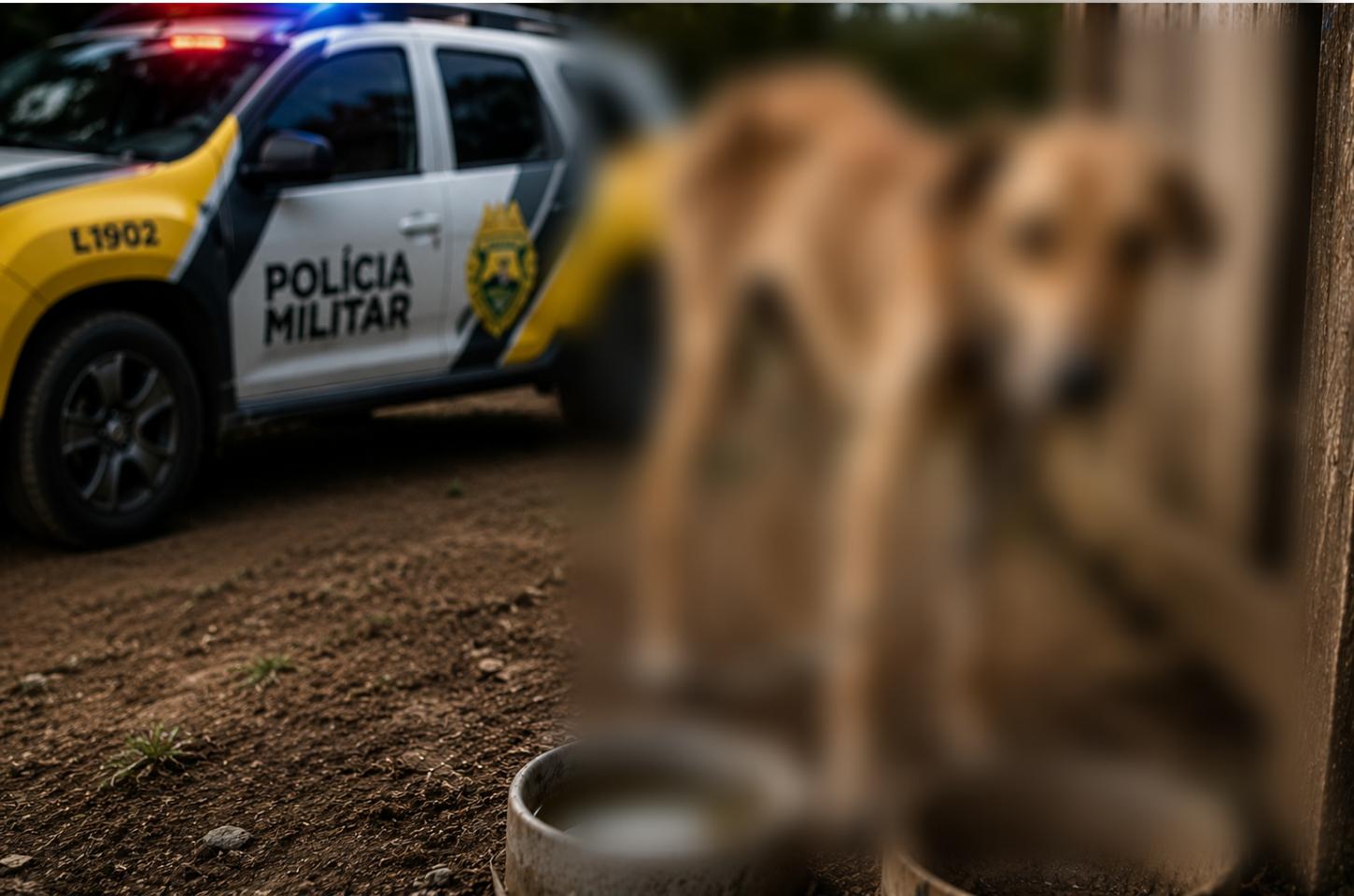 Cachorro em situação de extrema magreza mobiliza Polícia Militar e Vigilância Sanitária