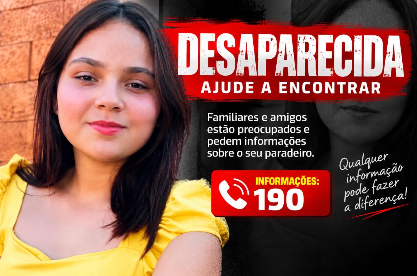Adolescente de 15 anos desaparecida em Cafelândia pode estar em Goioerê