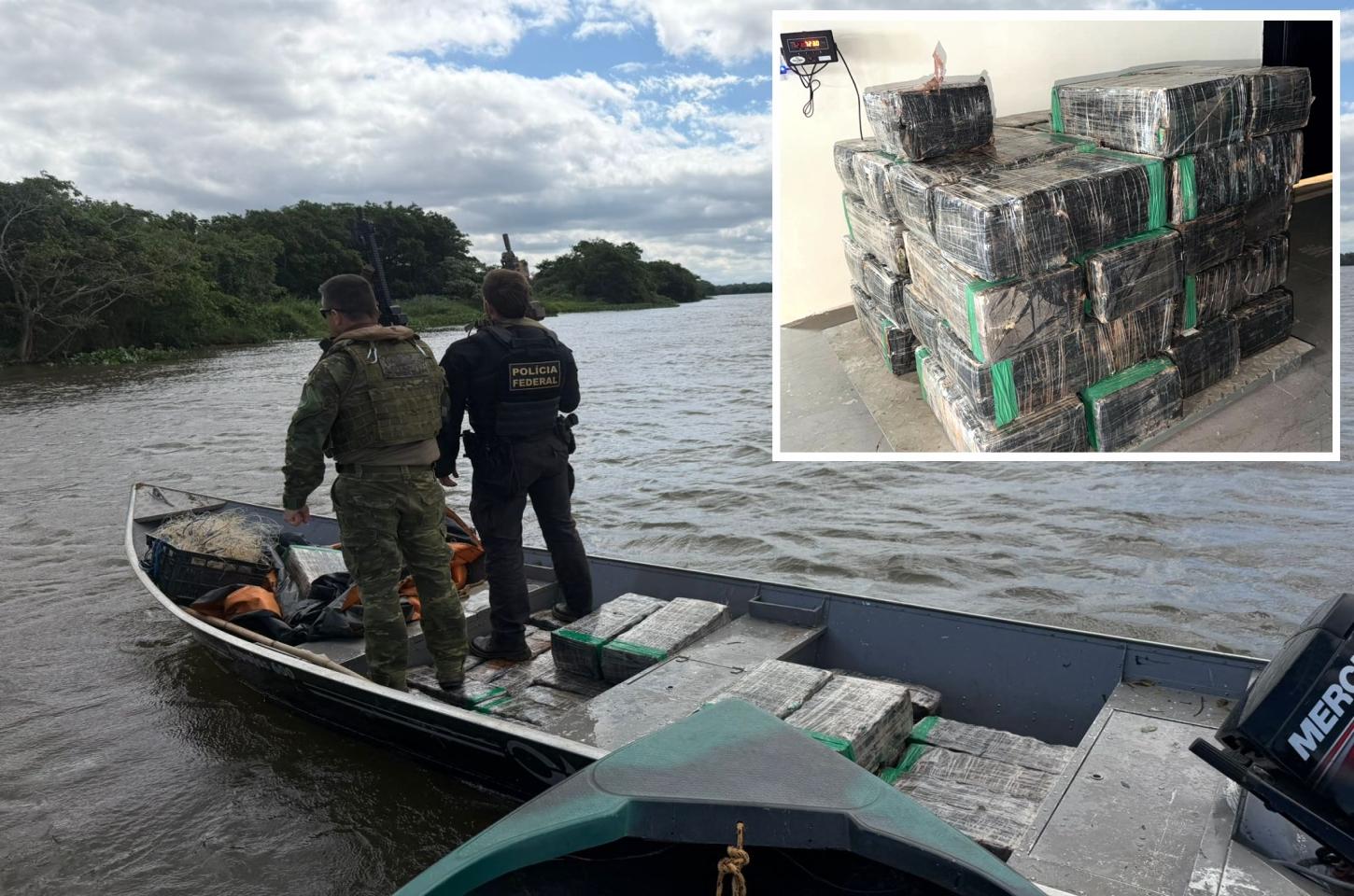 Embarcação com 723 quilos de maconha é interceptada durante ação conjunta no Rio Paraná
