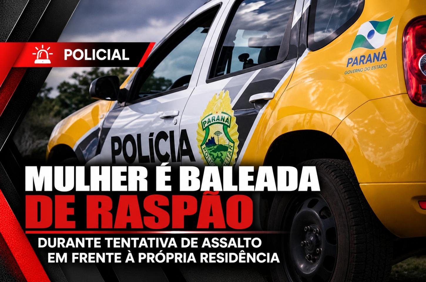 Mulher é baleada de raspão durante tentativa de assalto em frente à própria residência