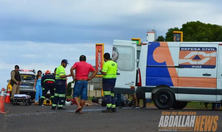Acidente entre carro e moto deixa motociclista ferido em Iporã