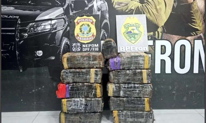 BPFRON e Polícia Federal apreendem mais de 200 kg de maconha e prendem dois suspeitos na PR-323, em Perobal
