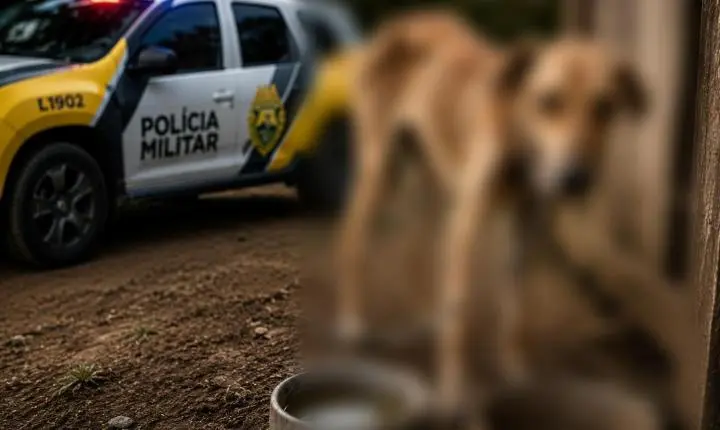 Cachorro em situação de extrema magreza mobiliza Polícia Militar e Vigilância Sanitária