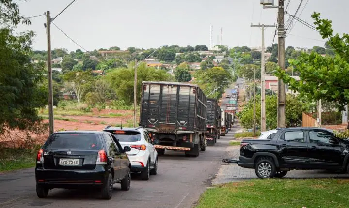 Carreata com 17 carretas marca a chegada de 517 bovinos e anima o setor econômico de Iporã
