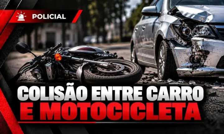 Colisão entre carro e motocicleta deixa homem ferido no Centro