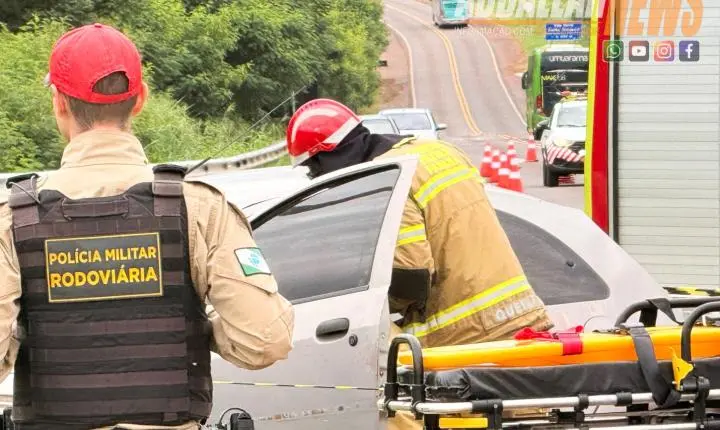 Colisão entre veículos deixa uma vítima morta e outra gravemente ferida na PR-272 em Iporã