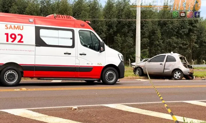 Colisão entre veículos deixa uma vítima morta e outra gravemente ferida na PR-272 em Iporã