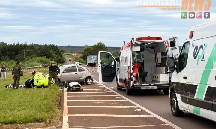 Colisão entre veículos deixa uma vítima morta e outra gravemente ferida na PR-272 em Iporã