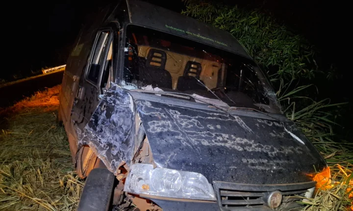 Colisão frontal entre caminhão e van deixa danos materiais na PR-182, em Palotina