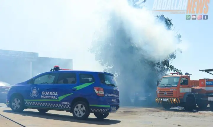 Fogo atinge árvore de grande porte no centro de Iporã e mobiliza Defesa Civil