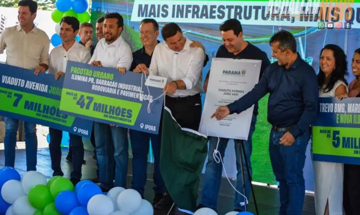 Governador Ratinho Junior inaugura viaduto e anuncia pacote de R$ 72 milhões em investimentos em Iporã