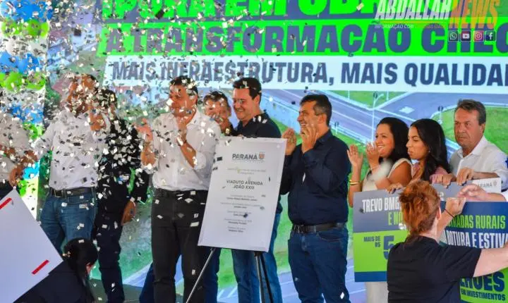 Governador Ratinho Junior inaugura viaduto e anuncia pacote de R$ 72 milhões em investimentos em Iporã