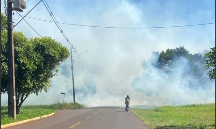 Incêndio de grandes proporções mobiliza forças de segurança e assusta moradores na zona rural de Altônia