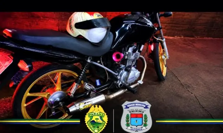 Motocicleta com escapamento irregular é abordada durante patrulhamento em Altônia