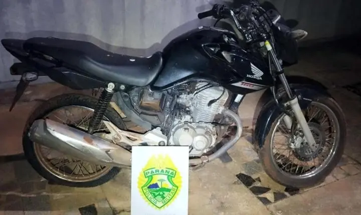 Motocicleta furtada em Palotina é recuperada pela Polícia Militar na zona rural de Francisco Alves