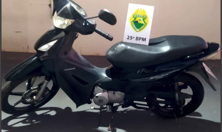 Motoneta furtada em frente a escola é recuperada pela Polícia Militar em Alto Piquiri
