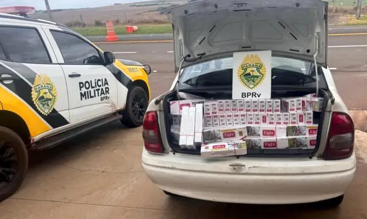 Motorista foge da ROTAM e abandona carro carregado com cigarros contrabandeados em Perobal
