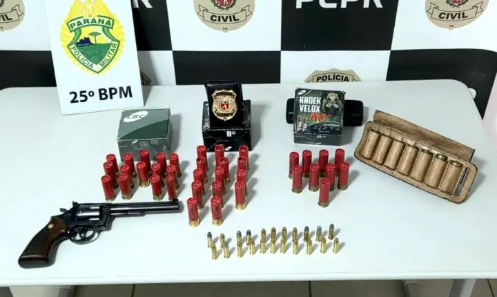 Mulher é presa após polícia encontrar revólver e 66 munições durante buscas